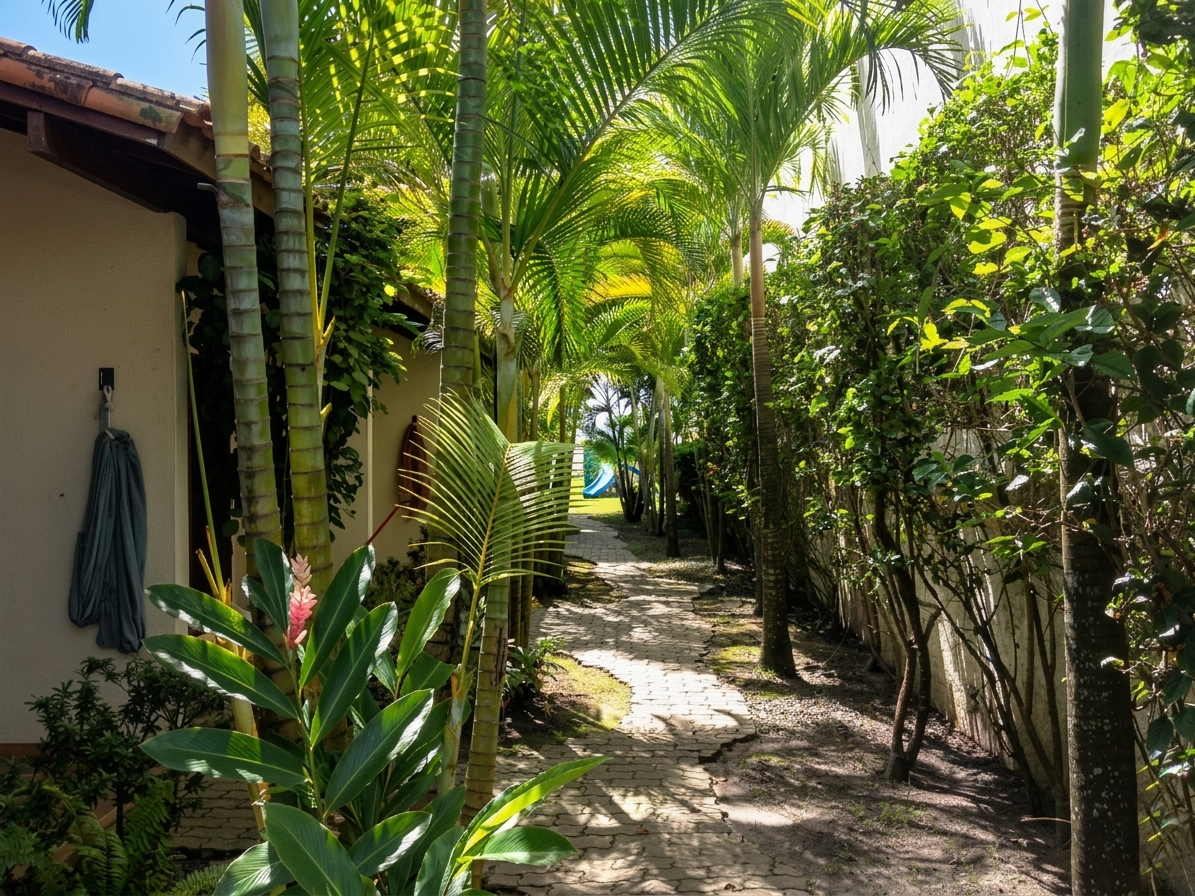 Caminho de coqueiros levando ao mar